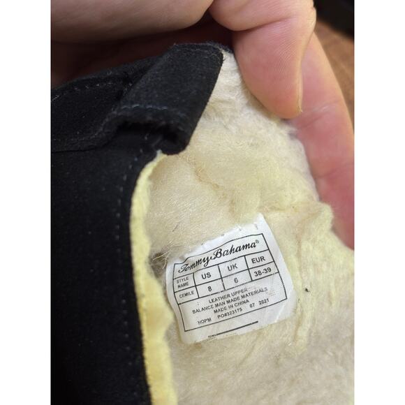 Womens Tommy Bahama Black Fuzzy Winter Fashion Nice Tread Boots Size 8 - Picture 10 of 12
